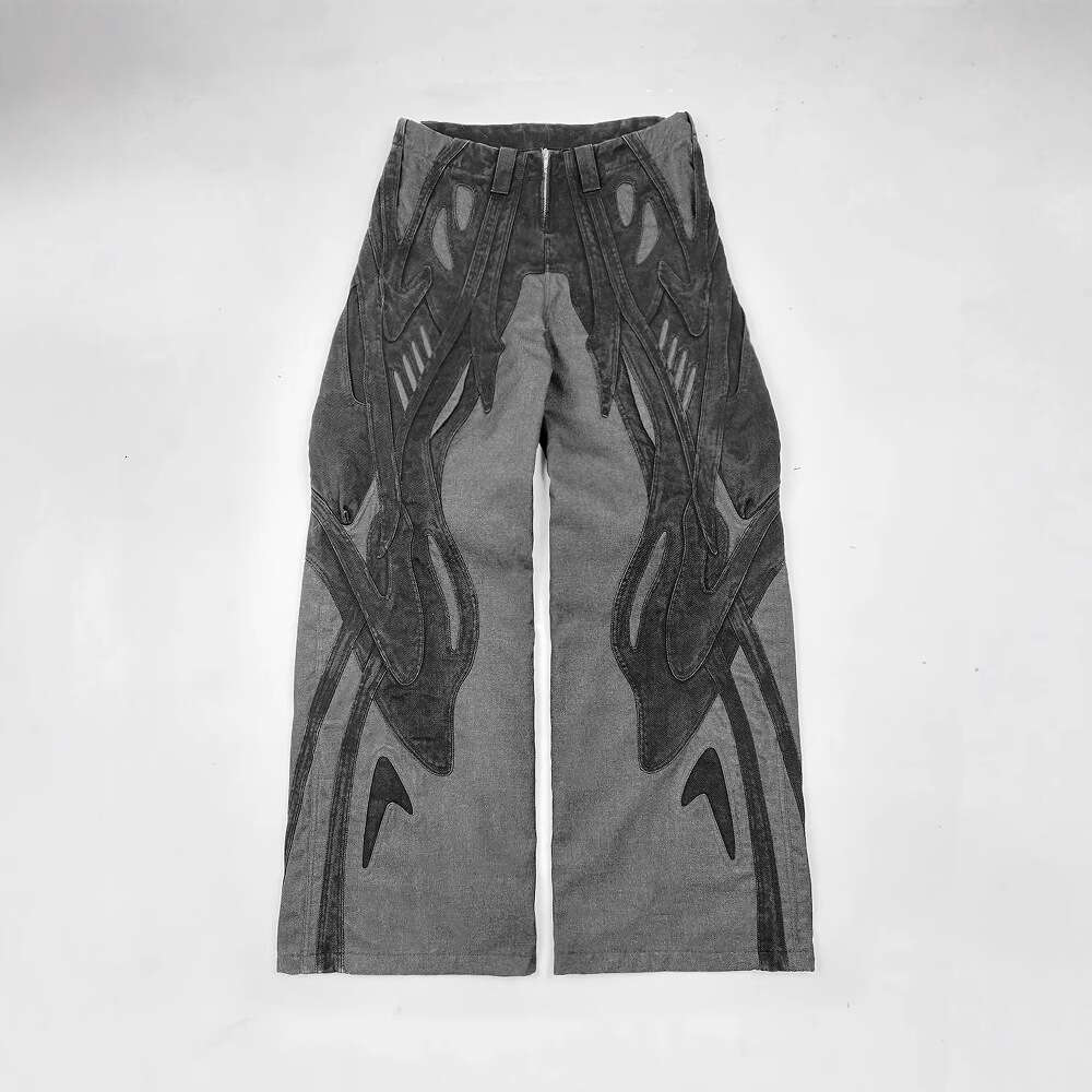 High Dark Y2k Loose Patchwork Jeans Unisex Harajuku Hip Hop Personality Street Pants Trendy B5