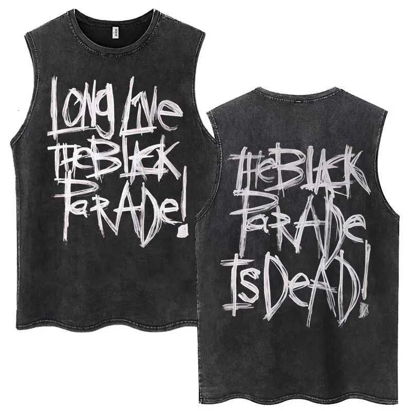 Rock Band My Chemical Romance Washed Tank Tops Long Live The Black Parade Tour 2025 Punk Tshirt Men Loose Cotton Sleeveless Tees X250821