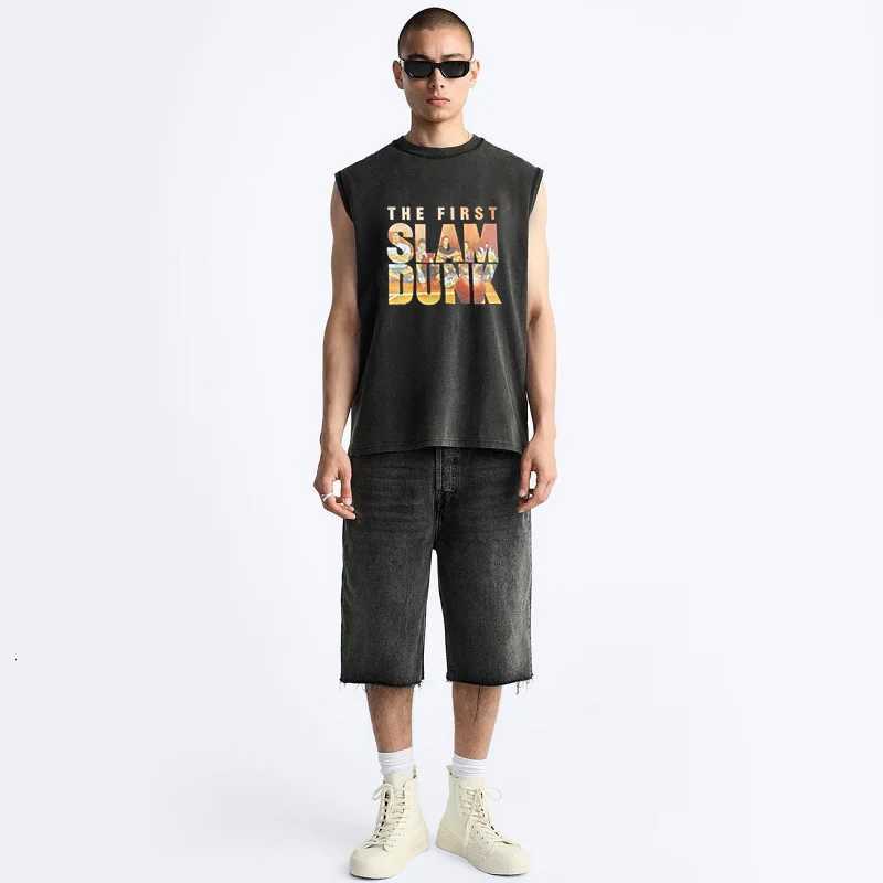 Vintage Aged Washed Sleeveless Vest Mens Womens American Hip-hop Sleeveless T-shirt Gym Clothing Loose Casual Tank Tops Summer X250821