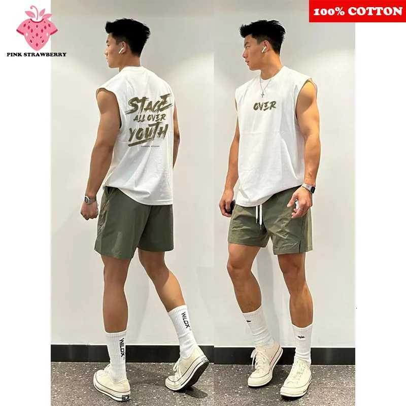 Mens Vest Pullover Summer 2025 New American Letter Print Sport Fitness Swimming Running Shirt Sleeveless Vest Quick Dry Y2k Top X250821