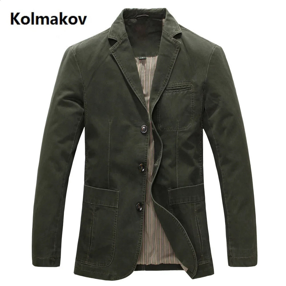 Spring Men 100% Cotton Casual Blazer Mens Military Jacket Blazers Suit Coat Male Masculino Jackets 250821