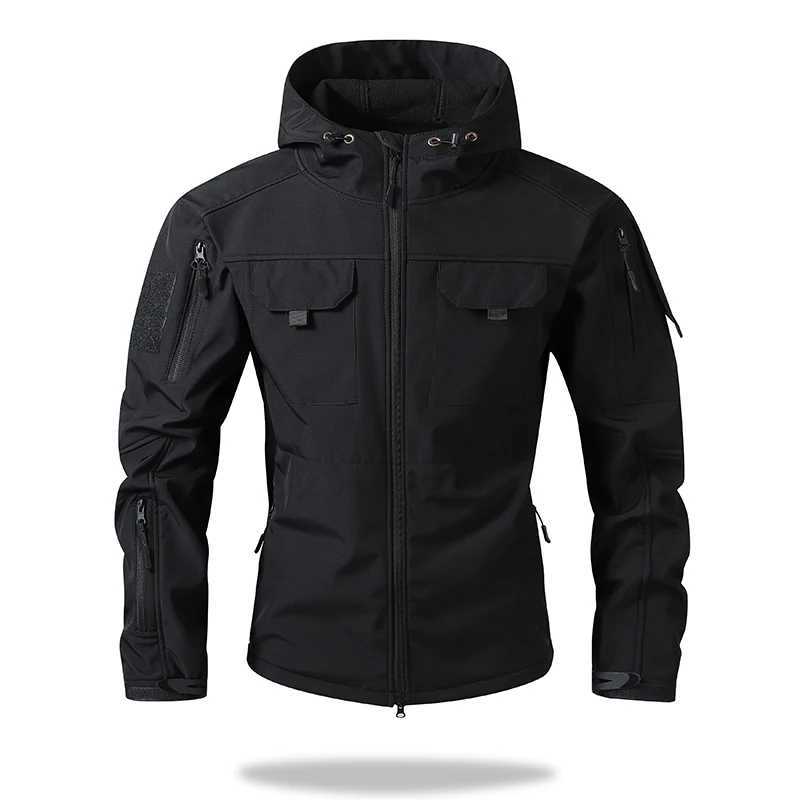 Mens Hooded Tactical Jacket - Outdoor Windproof and Waterproof Hiking Camping and Fishing Jacket - Durable Work Jacket Top W250821