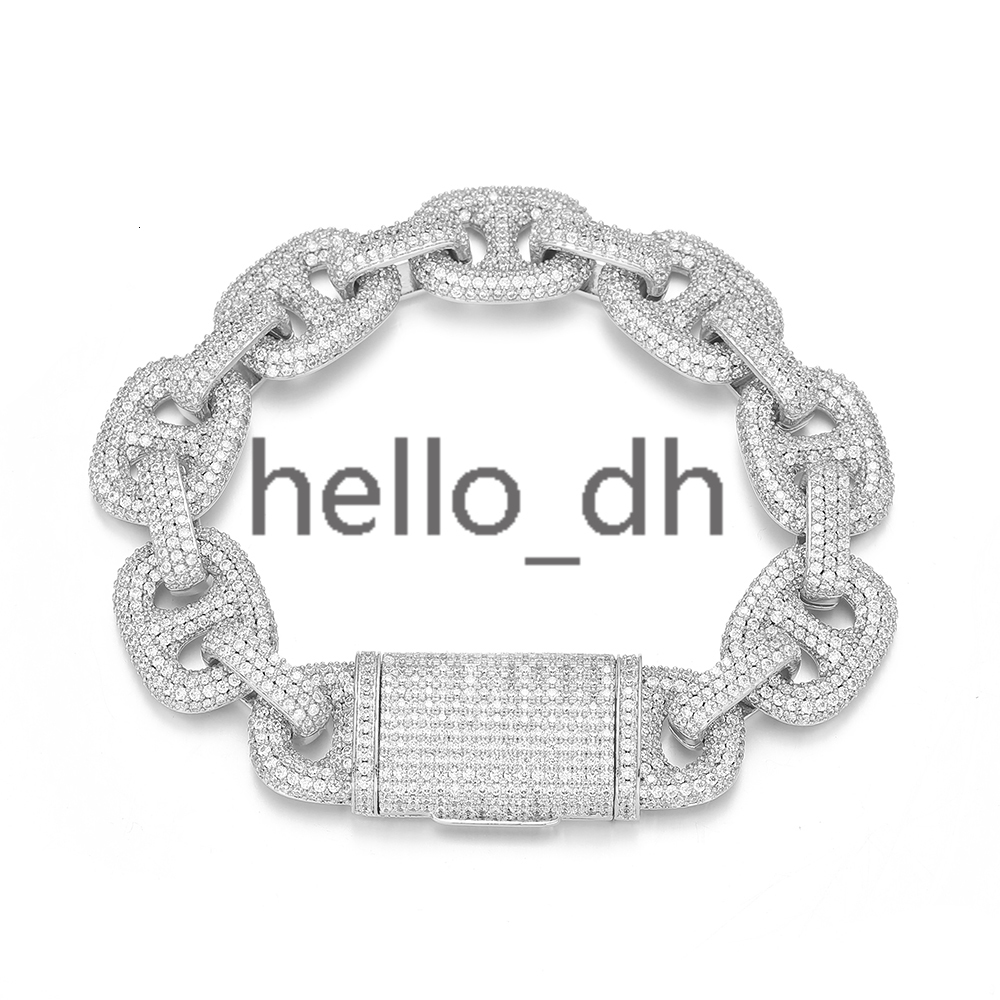 Fine Jewelry Iced Out Bracelet Shiny moissanite Number 8 Cuban Link Bracelet Silver Plated Brass Hip Hop Jewelry for Men and Women