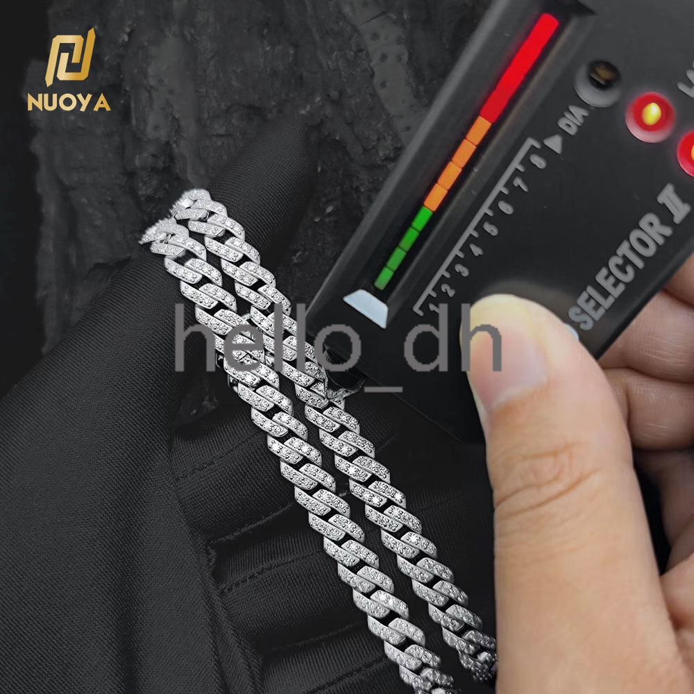 925 Silver Jewelry 8mm Prong Cuban Link Chain Iced Out Pass Diamond Tester VVS Moissanite 925 Sterling Silver Necklace