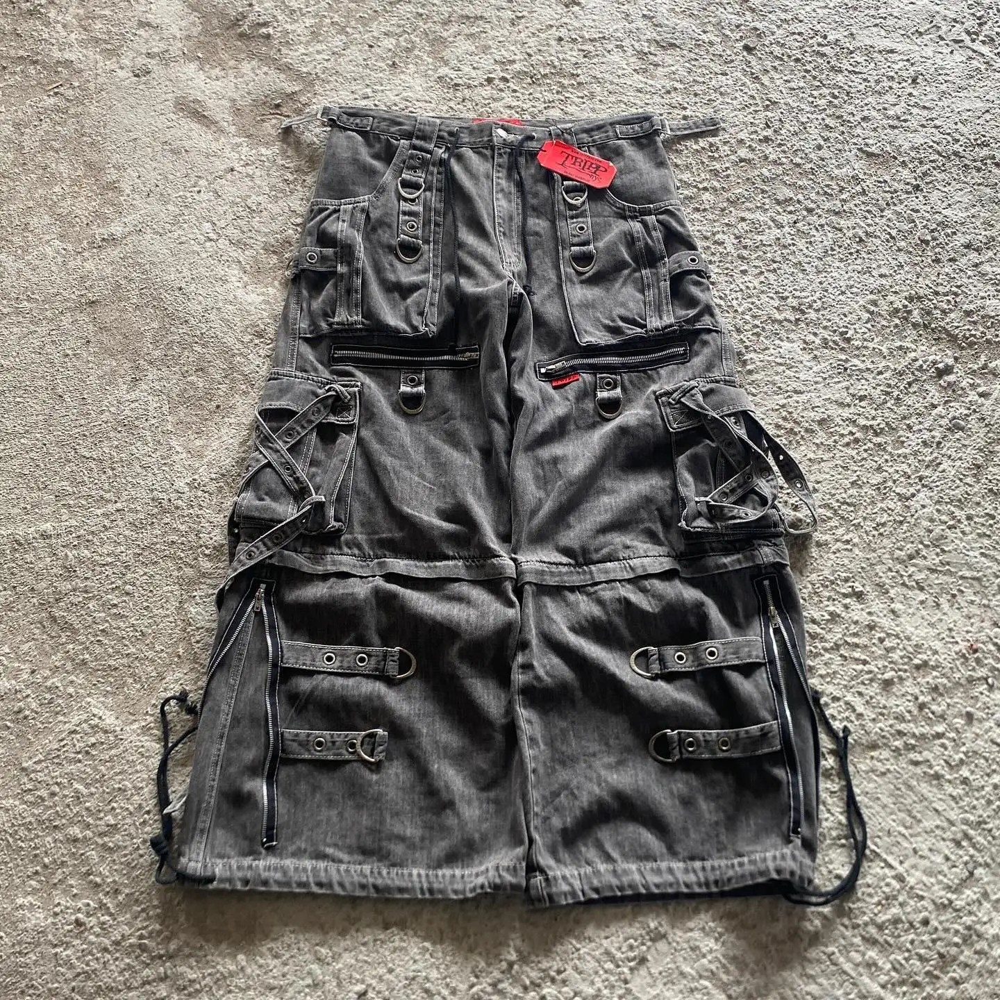 Pantalon de travail de patchwork de poche surdimensionnée y2k jeans pour hommes et femmes jeans bouchés rétro hauts gothiques lavés pantalons den