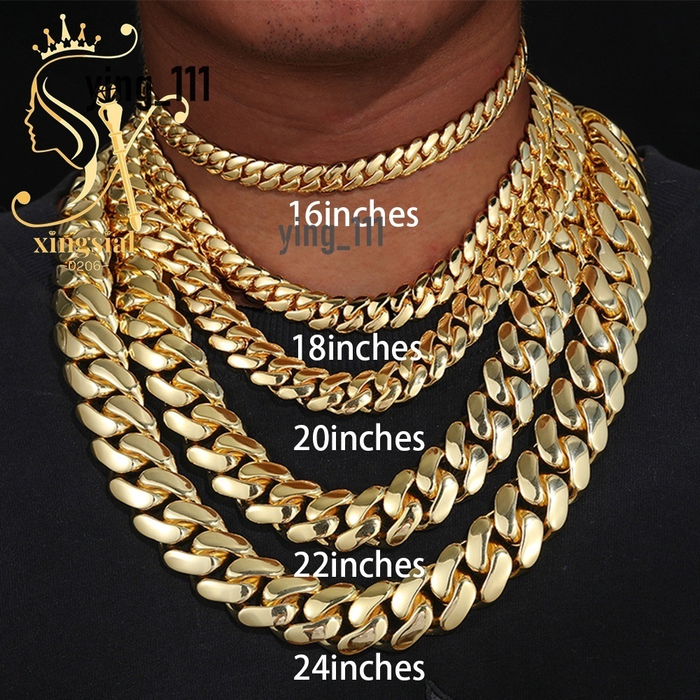 Men Jewelry 5A Moissanite 18K Gold Plated 10mm-22mm Heavy Solid Miami Cuban Link Chain Hip Hop Necklace Brass Cuban Chain