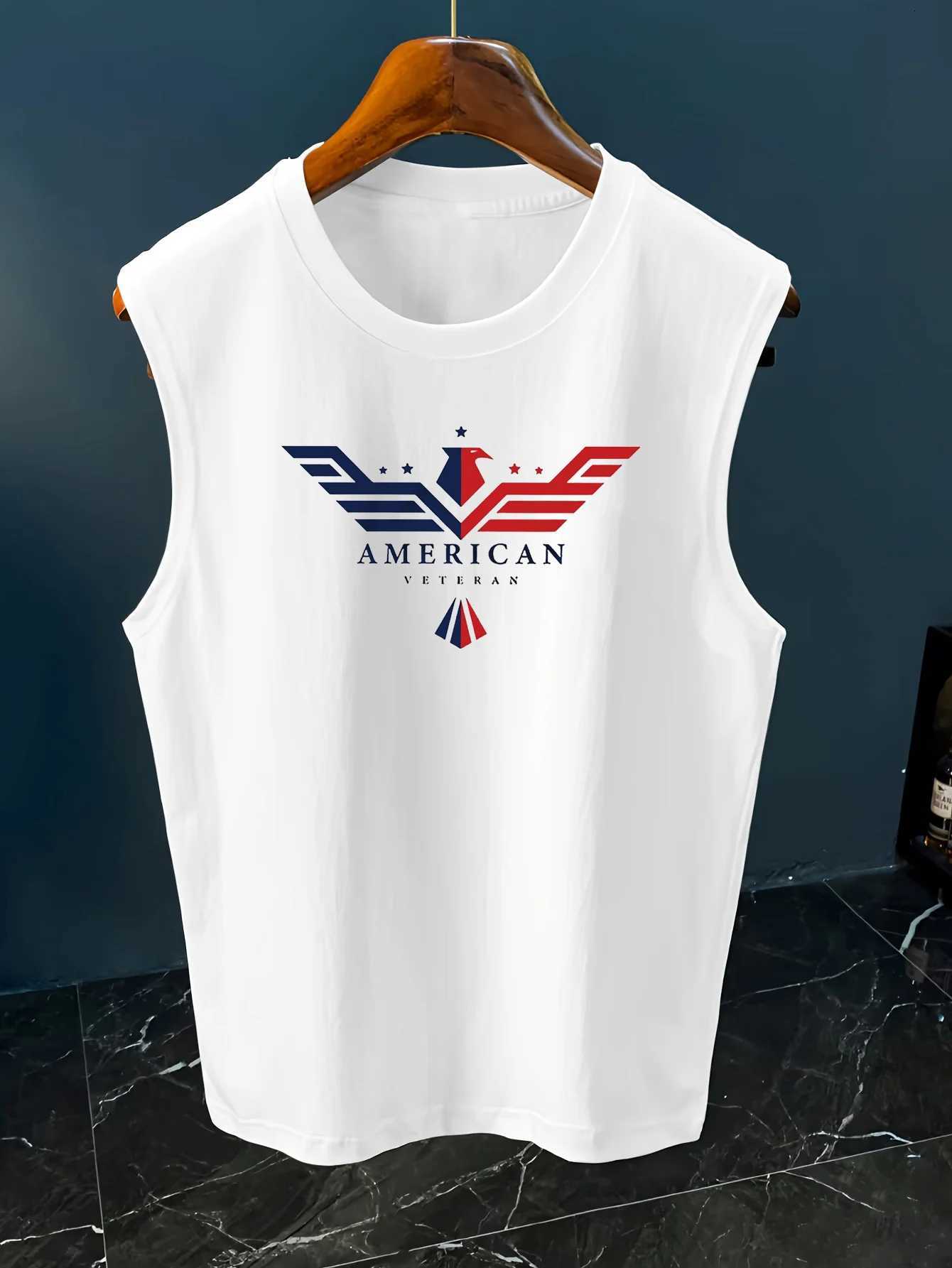 Mens Summer Leisure Sports Fitness Loose Pattern Printed Comfortable Breathable Round Neck Sleeveless Tank Top X250821