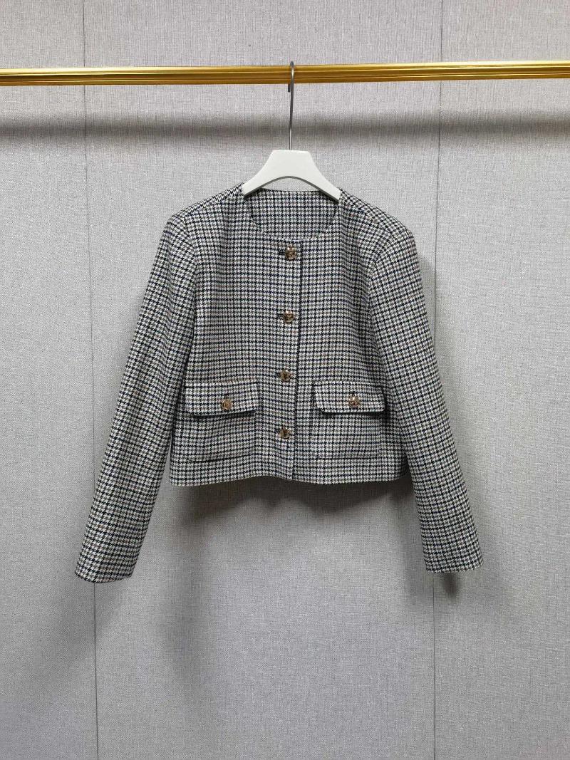 Vestes pour femmes femmes tweed peld mannem boutons rond cou rond 2025 automne dames courte veste