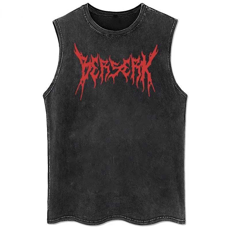 Summer Mens Retro Printed Washed Cotton Vest Muscle Gym Sleeveless Workout T Shirts Fashion Running Beach Loose Cutoff Tees X250821