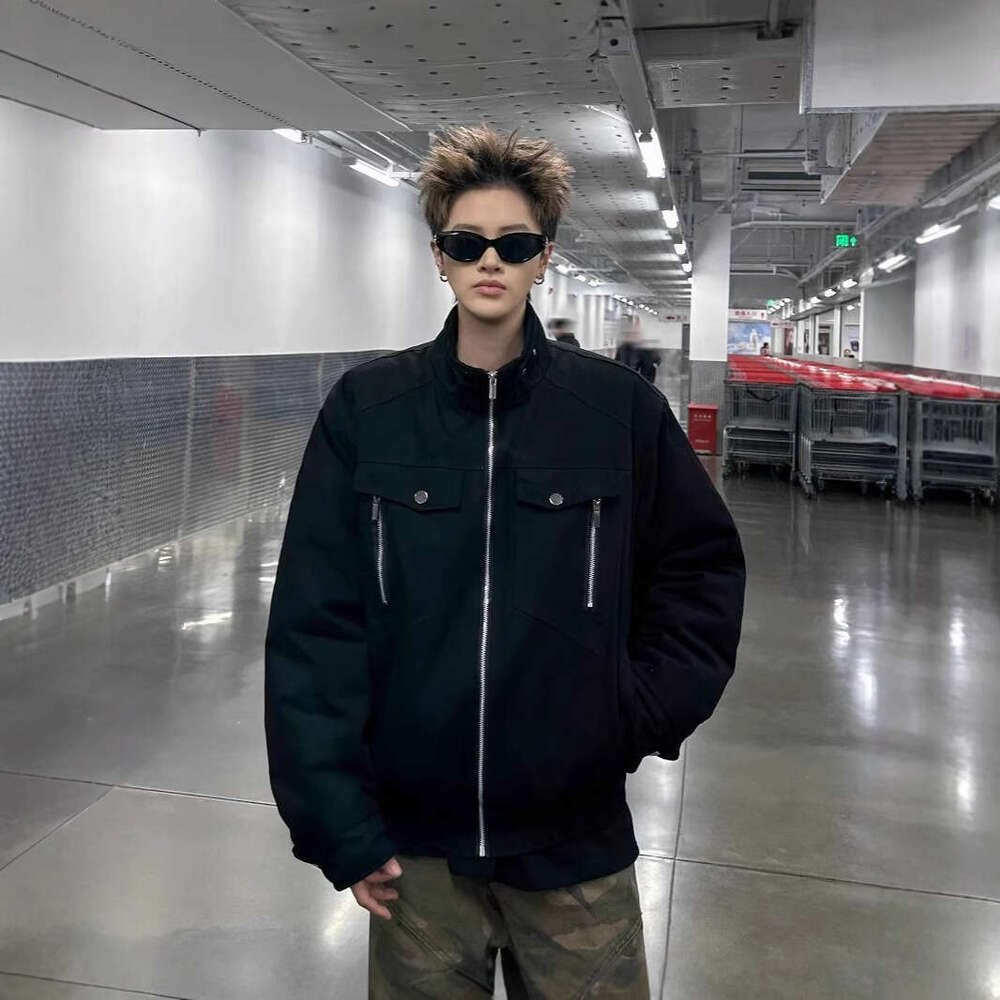 Teen Niche Cool Coat For Men Women, Autumn And Winter American Style Deconstructed Design, Warm Canvas Workwear Cotton Jacket B5