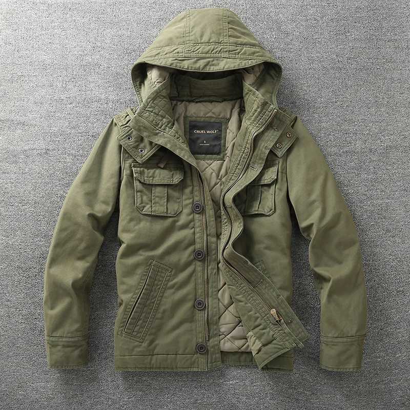 Men Jacket Denim Retro Cargo Hooded Jacket Outdoor Multi Pockets Camo Tops Field Casual Fashion Hiking Coats Uniform W250821