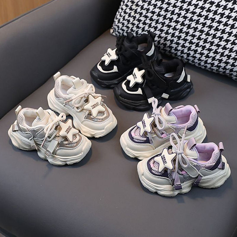 2025 Kids Sport Shoes Fashion Cross-tied Mesh Toddler Boys Sneakers Walkfashion Spring Autumn Children Girls Outdoor Running Shoes Sizes 21 - 30 W03