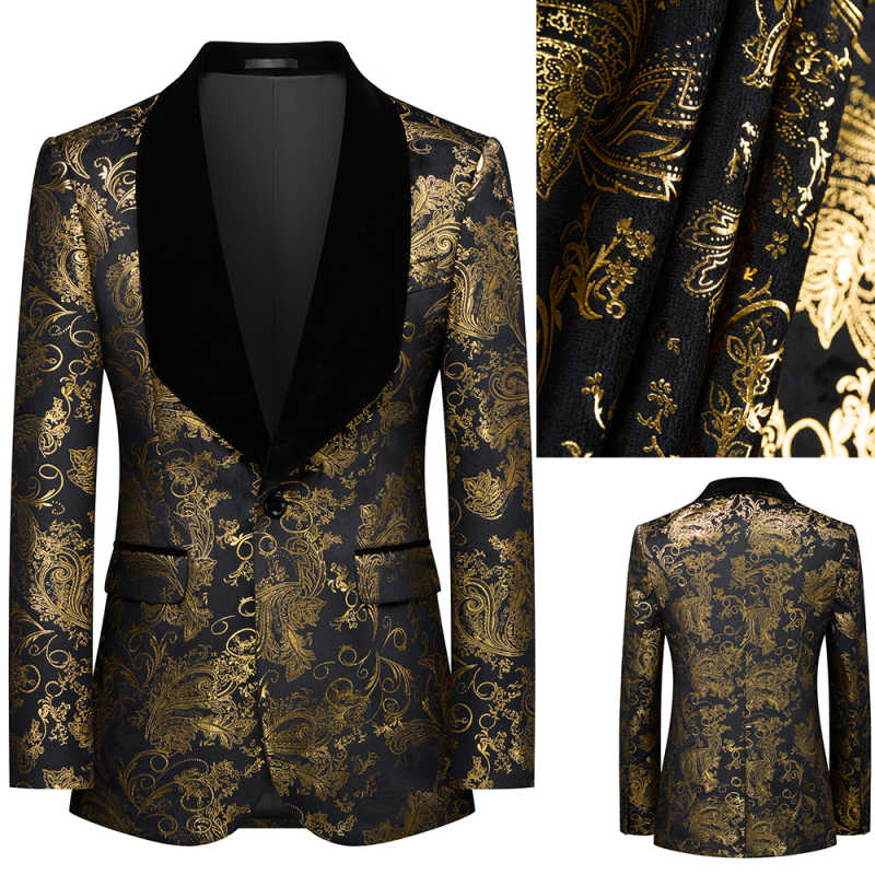Mens Burgundy Gold Jacquard Fashion Wedding Suit Blazer Pants 2 Piece Set/Groom Party Formal Dress Custom Tuxedos