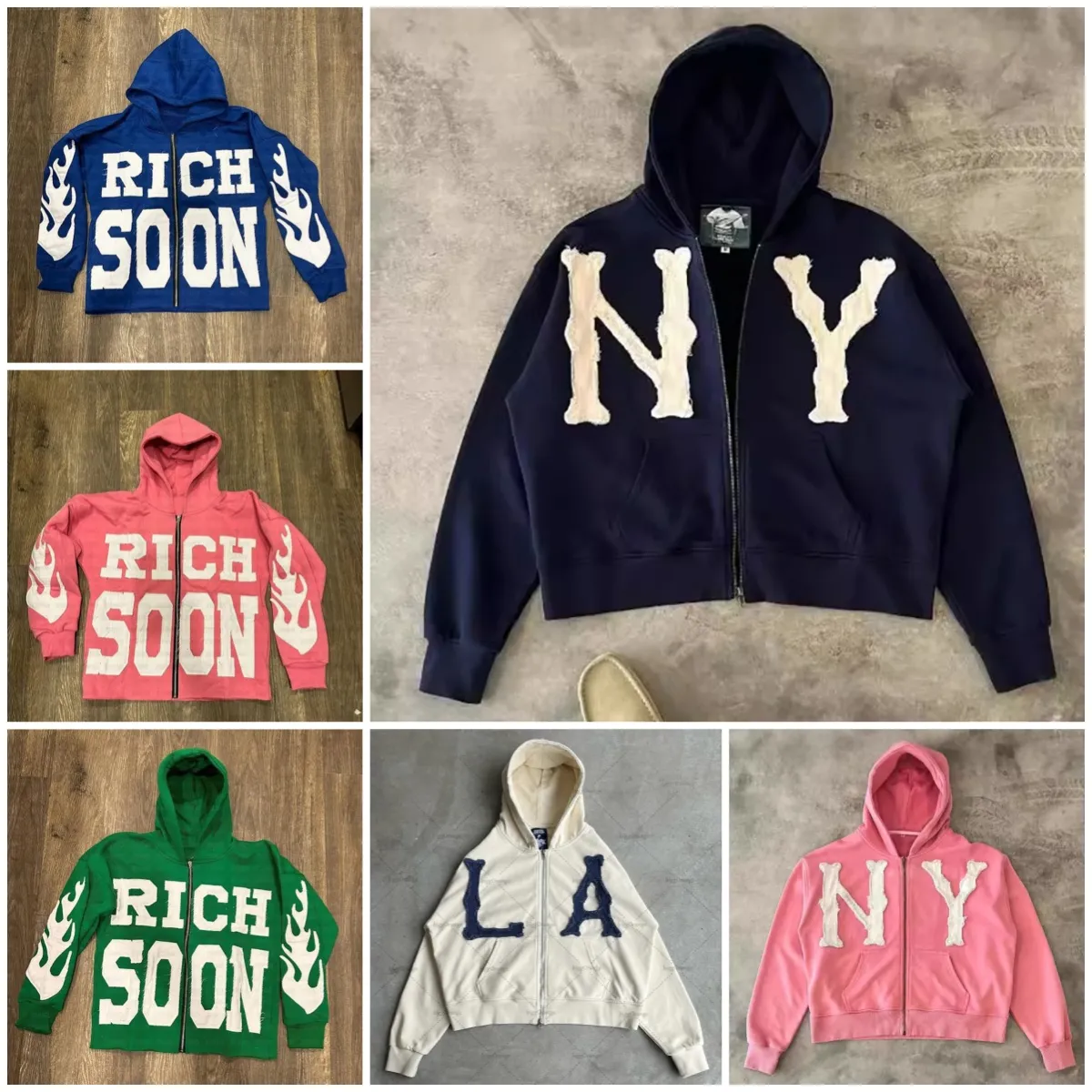 Mens Hoodies European And American Letter Embroidery Oversized Hoodie Women Y2K High Street Couple Coat Retro Loose Zipper Sweatshirt Men