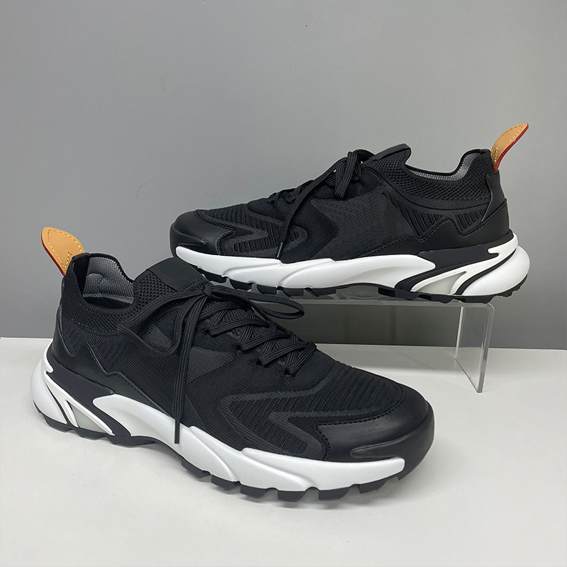 Baskets de créateurs Runner Tatic Marine Bleu Gris Noir Hommes Chaussures de course en tricot respirant Baskets en maille Mode Randonnée en plein