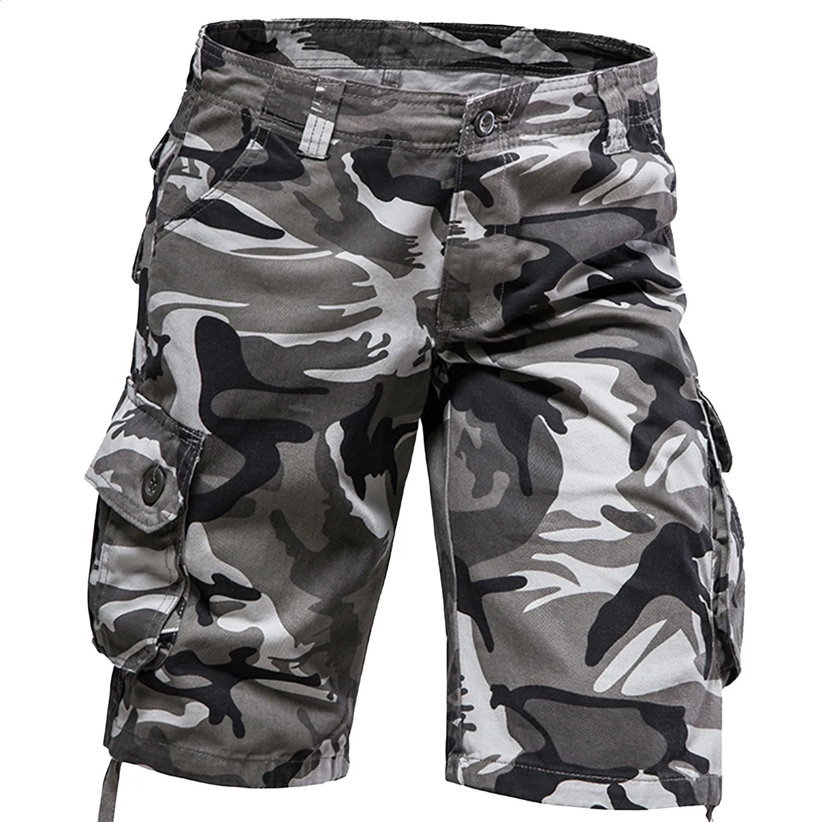 Summer Korean Style Camouflage Cargo Shorts Men Loose Washing Multi-pocket Cargo Shorts For Men Loose Pants 250821