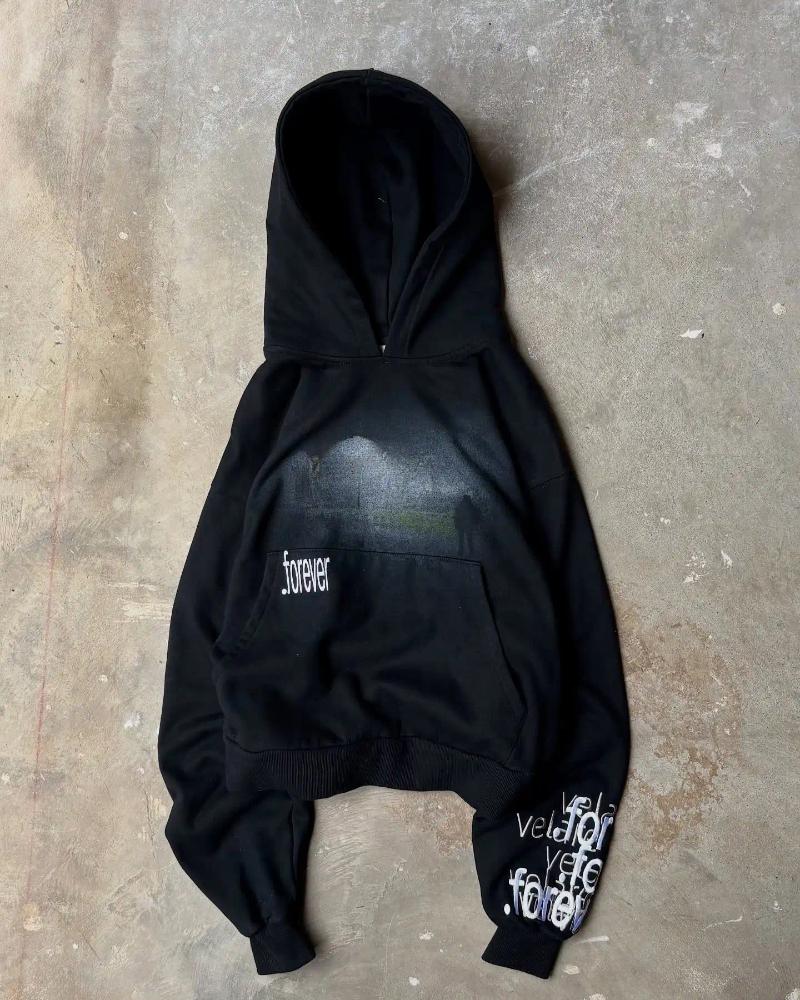 Men's Hoodies Harajuku Forever Tracksuit Men Oversized Sweatshirt Tops Polyester Clothes Goth Couples Streetwear Clothing