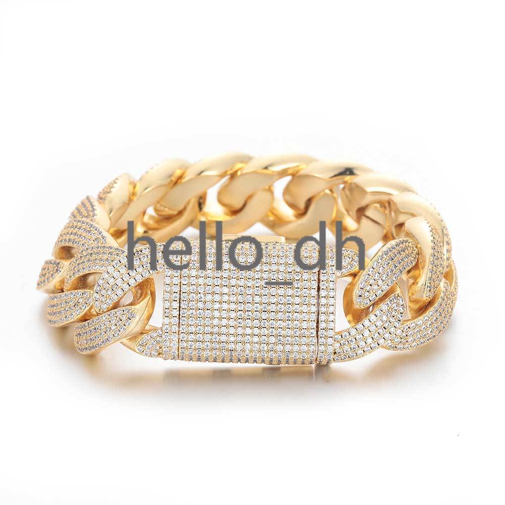 New Style Iced Out moissanite Cuban Chain Bracelet Hip Hop Mens Jewelry 18k Gold Plated Cuban Link Chain Men Bracelet