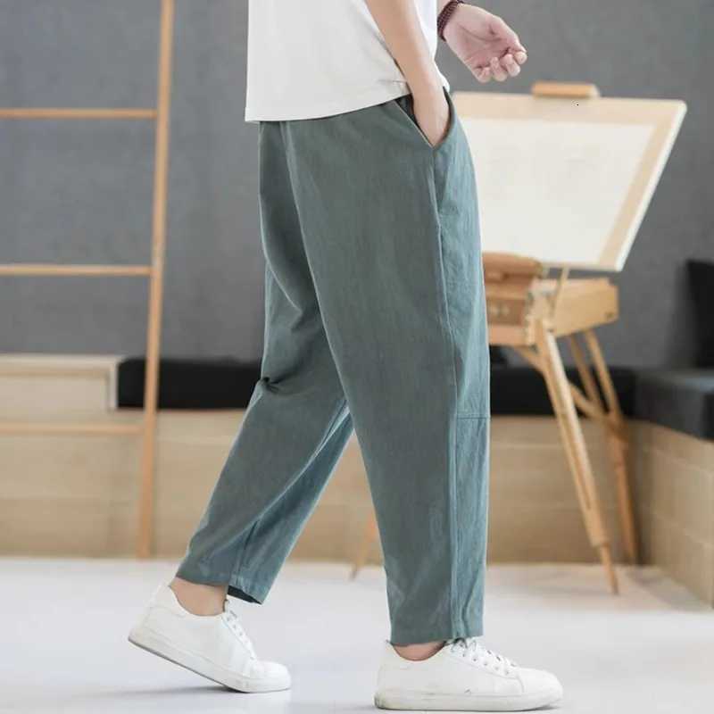 Mens Pants Cotton and Linen Male Summer New Solid Color Mens Trousers Loose Fitness Baggy Streetwear Plus Size M-5XL XJ250821