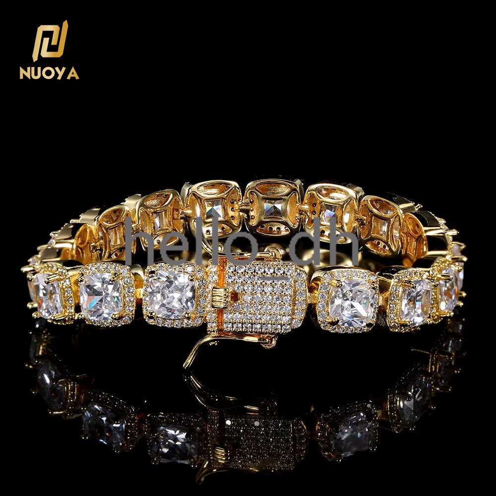 10mm Hip Hop Cluster Bracelets Iced Out Icy Girls Crystal Sugar moissaniteia Jewelry Bracelet for Women