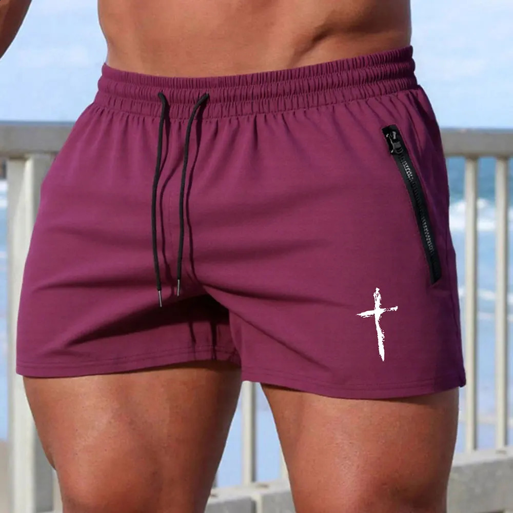Mens Swimming Trunks Summer Gyms Fitness Bodybuilding Men Cross Print Beach Shorts Boxer Trunks Men Running Sport Sportwaer250820