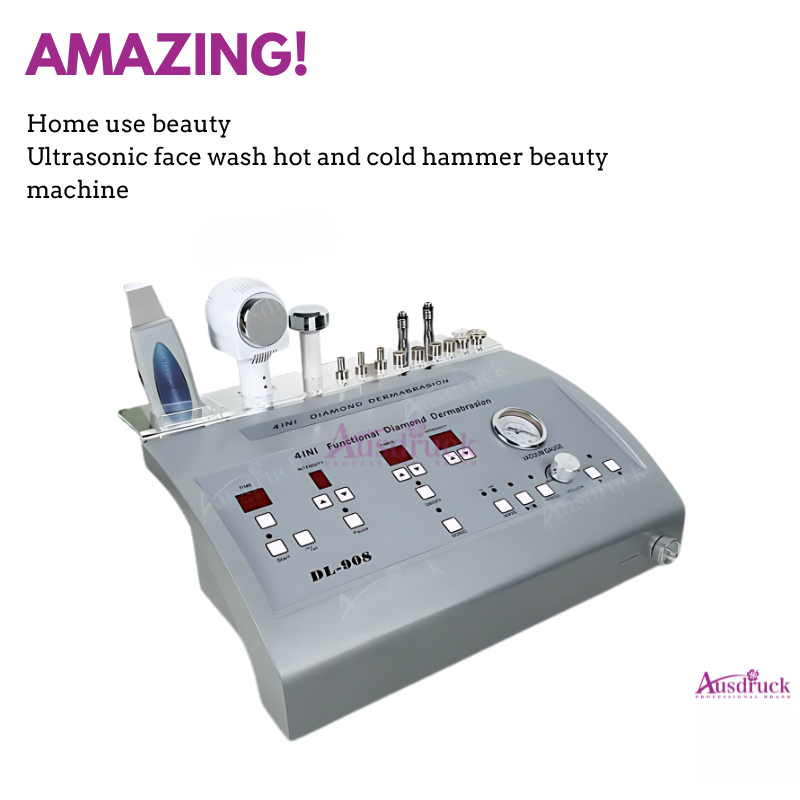 4in1 Diamond Microdermabrasion Ultrasonic Skin Scurbber Hot Cold Hammer Machine de beauté faciale DL908 PLACE DE SALON ANTI-AGANGE DE CHEPARTÉ DE