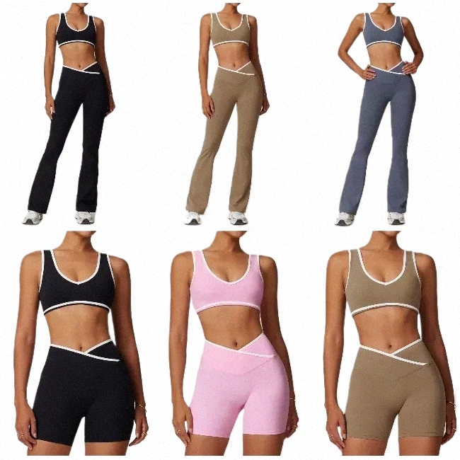 5a New Yoga Sets Sports Heart Throb Bra+Leggings High End White Striped Pants Back Yoga Outfits Aloness Set Summer Women's Running Fitness Gym