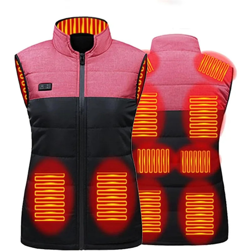 9/4-zone Heated Vest Jacket Smart heating Cotton Vest Electric Heating Thermal Warm Clothes Winter Heated Hunt Jacket S-5XL 250815