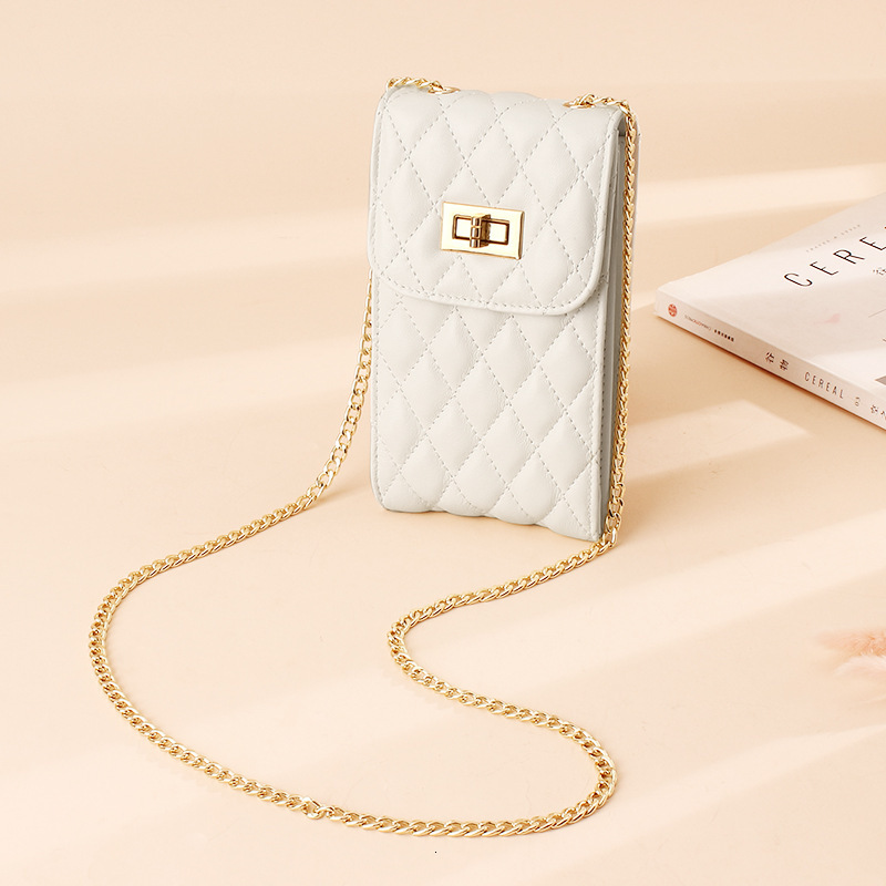 Free Shipping Designer Luxury Leather Women's Handbag Korean Version Diamond Grid Embroidery Thread Chain Diagonal Shoulder Bag Fashion Upright