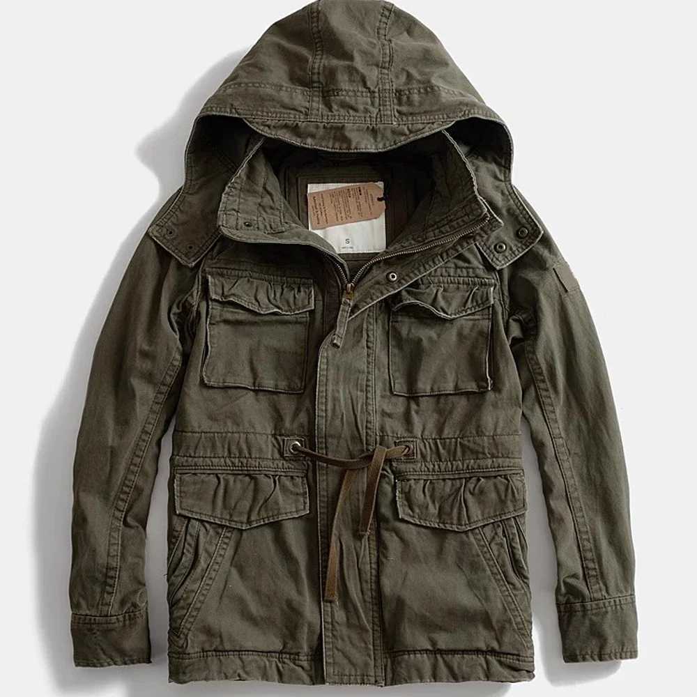 Cargo Jackets Men Tactical M65 Multi-Pocket Cotton Coats Removable Hood Work Jacket Wear-Resistant W250821