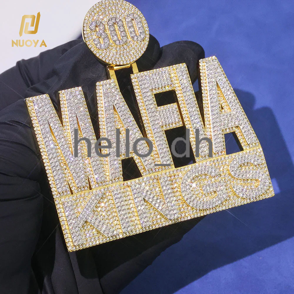 Hip Hop Fine Jewelry 925 Sterling Silver Custom Diamond Pendant Micro Pave Iced Out VVS Moissanite Letter Pendant