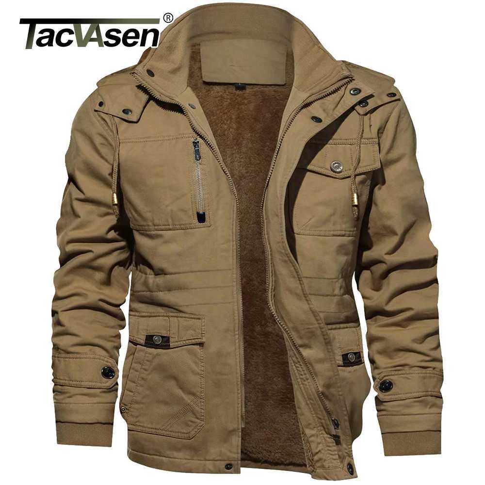 TACVASEN Mens Hooded Parkas Jacket Heavyweight Fleece Lined Warm Windproof Working Cargo Coats Winter Snow Camping Outerwear W250821