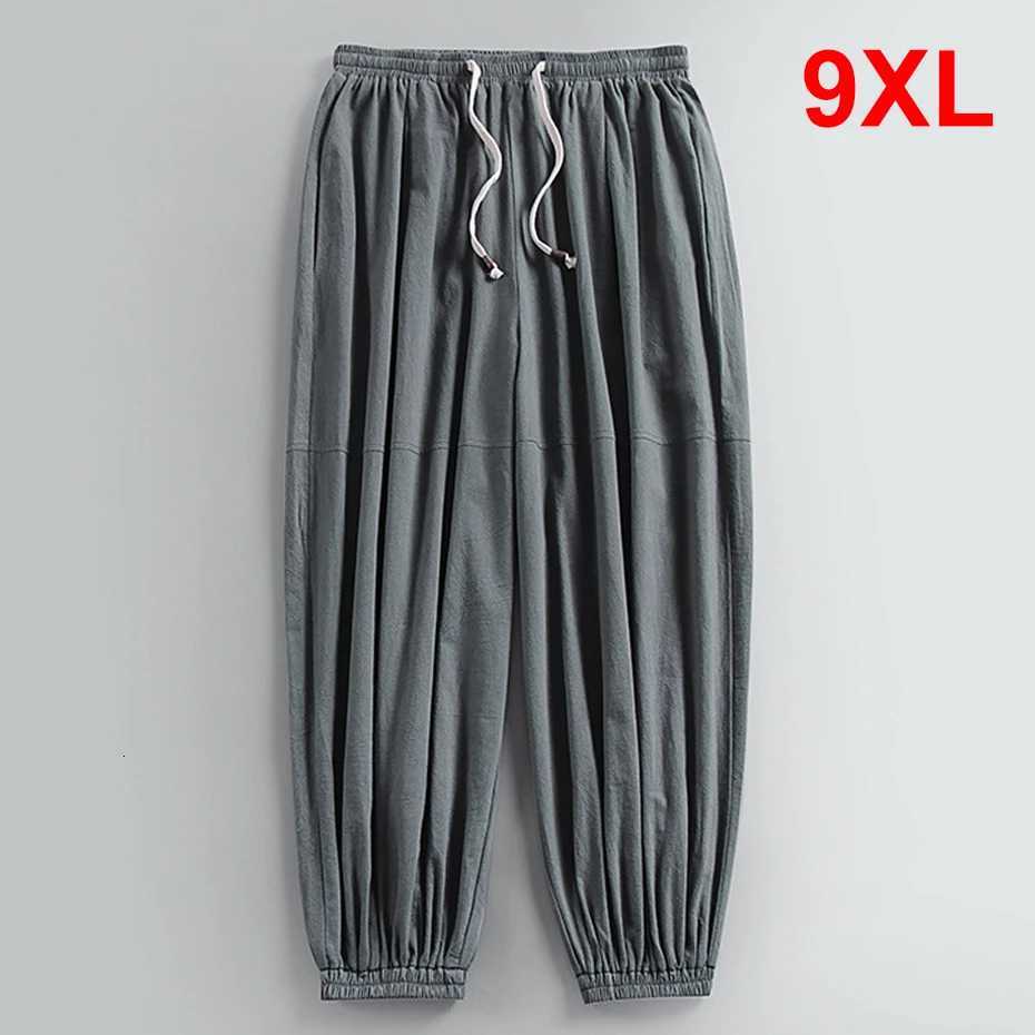 9XL Summer Ankle-length Pants for Men Baggy Jogger Pants Solid Color Bottom Big Size 9XL XJ250821