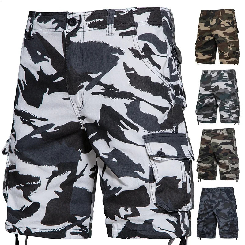 Camo shorts pour hommes camouflage Saut trapuent décontracté sports extérieurs demi-pantalons latérale coton coton short confortable 250821