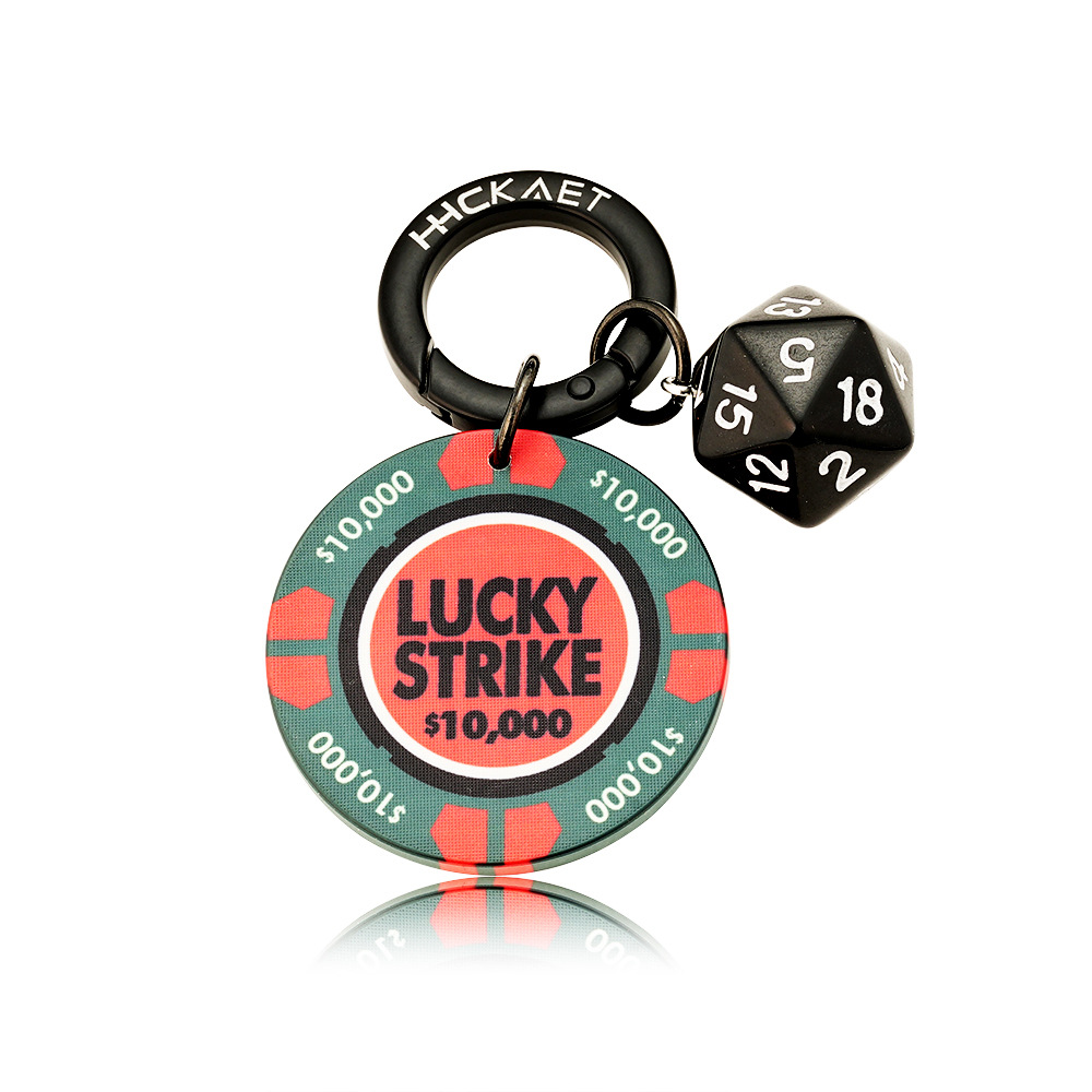 Luxury Designer Keychain with High - End Ceramic Poker Chip & Lucky Dice, Unique "All In" Key Chain for Car Keys, Stylish Accessory for Ba