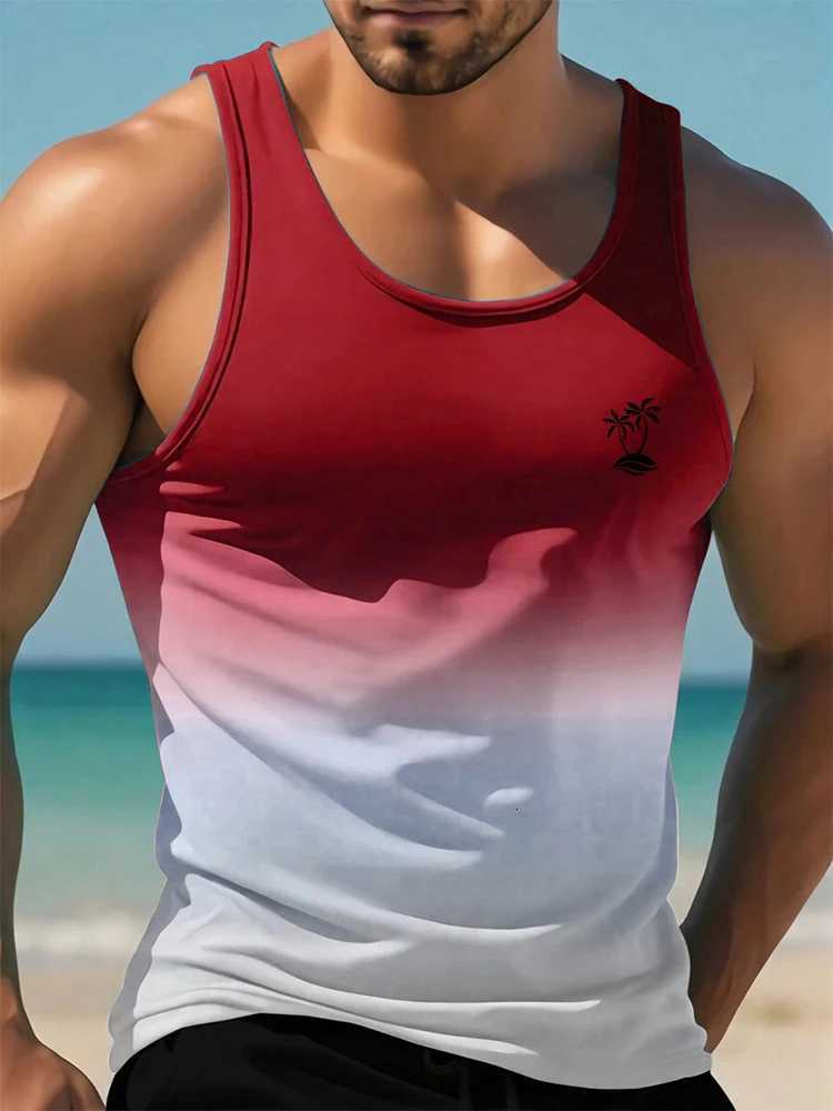 Summer New Casual 3D Printed Mens Sleeveless T-Shirt Hawaiian Style Mens Fashionable Round Neck Vest Outdoor Beach Mens Vest 2025 X2508211