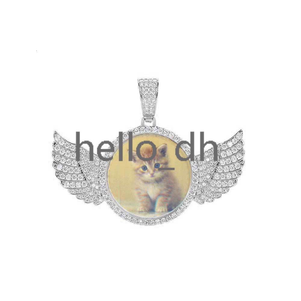 Custom Picture Hip Hop Pendant Silver Ice Out Moissanite Round Angel Photo Pendant for Jewelry Making Can Pass Diamond Tester
