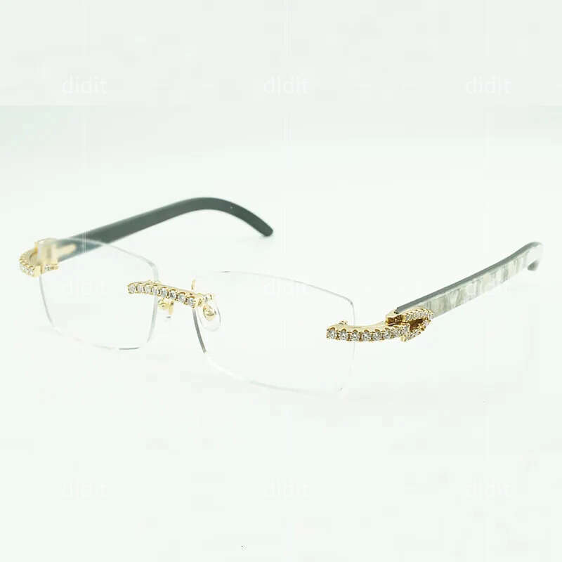 Missanite Stones Cadres de lunettes de dia sans fin 3524012 Buffs Lunettes de soleil avec des jambes de corne de buffle mélangées noires naturell