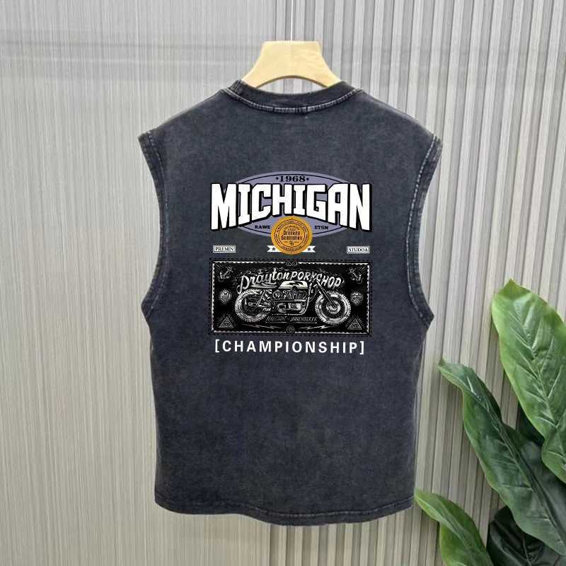 Men Washed To Do Old Vest Summer Ins Design Sense Retro Loose Casual Cotton Fashion Style Sleeveless T-shirt Breathable X250821