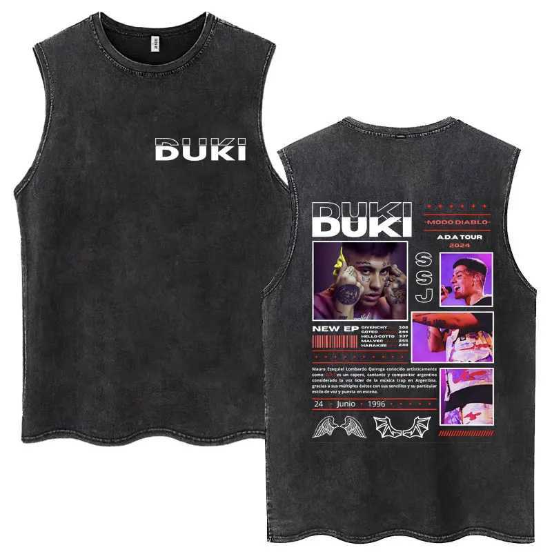 2024 Tour Fashion Hip Hop Vintage Sleeveless T-Shirt Men Women Cotton Casual Loose Streetwear by Rapper Duki Album Washed Tank Tops X250821