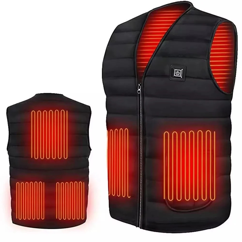 Men Autumn winter Smart heating Cotton Vest 9 area Heated V neck vest Women Outdoor Flexible Thermal Winter Warm Jacket M-7XL 250815