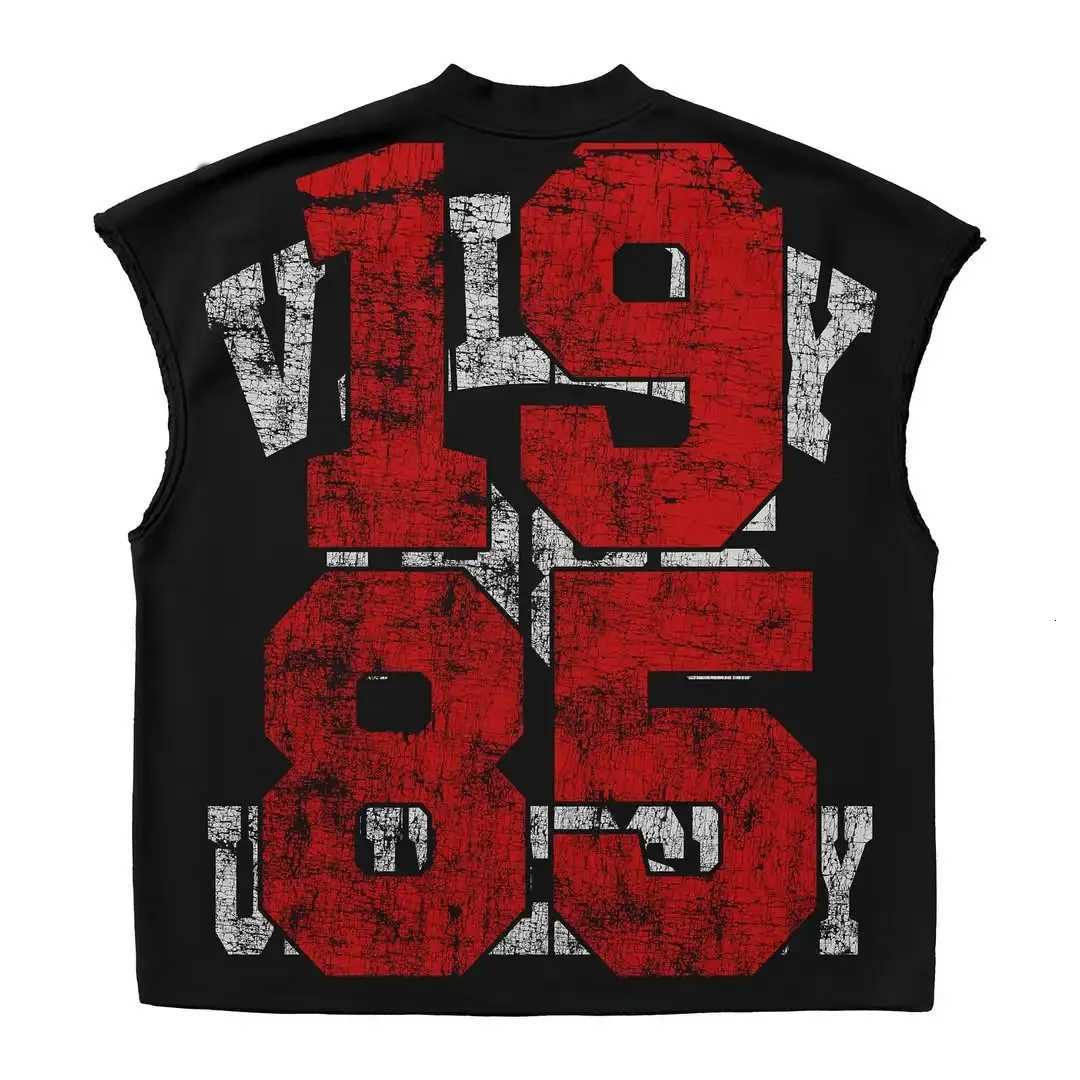 Summer Fashion Sleeveless Shirt Men and Women Harajuku Hip Hop Pattern Printed T-shirt Cool Gothic American Elastic Cotton Top X250821