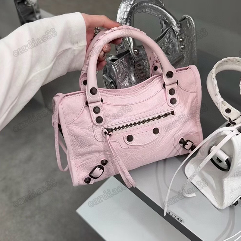Designer bag luxury Le city tote Vintage Tassel Lady Real Leather rivet handbag Designer Purse Shoulder Crossbody Motorcycle Bag Macaron colors