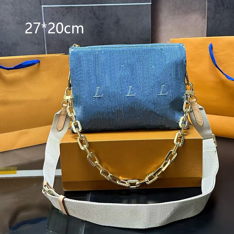 Sac de créateur classique Chaînes en or et bretelles en toile Sac en cuir de haute qualité Small Sacs avec lettre L pour les femmes
