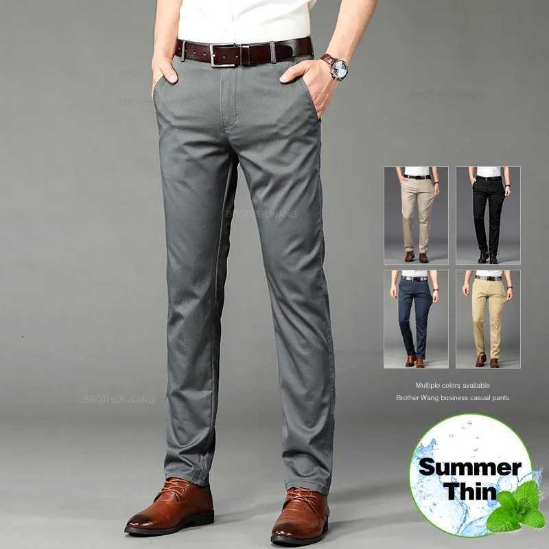 Summer Thin Mens Business Casual Pants Korean Style Elastic Straight Leg Fashionable and Comfortable Casual Long Pants Male XJ250821