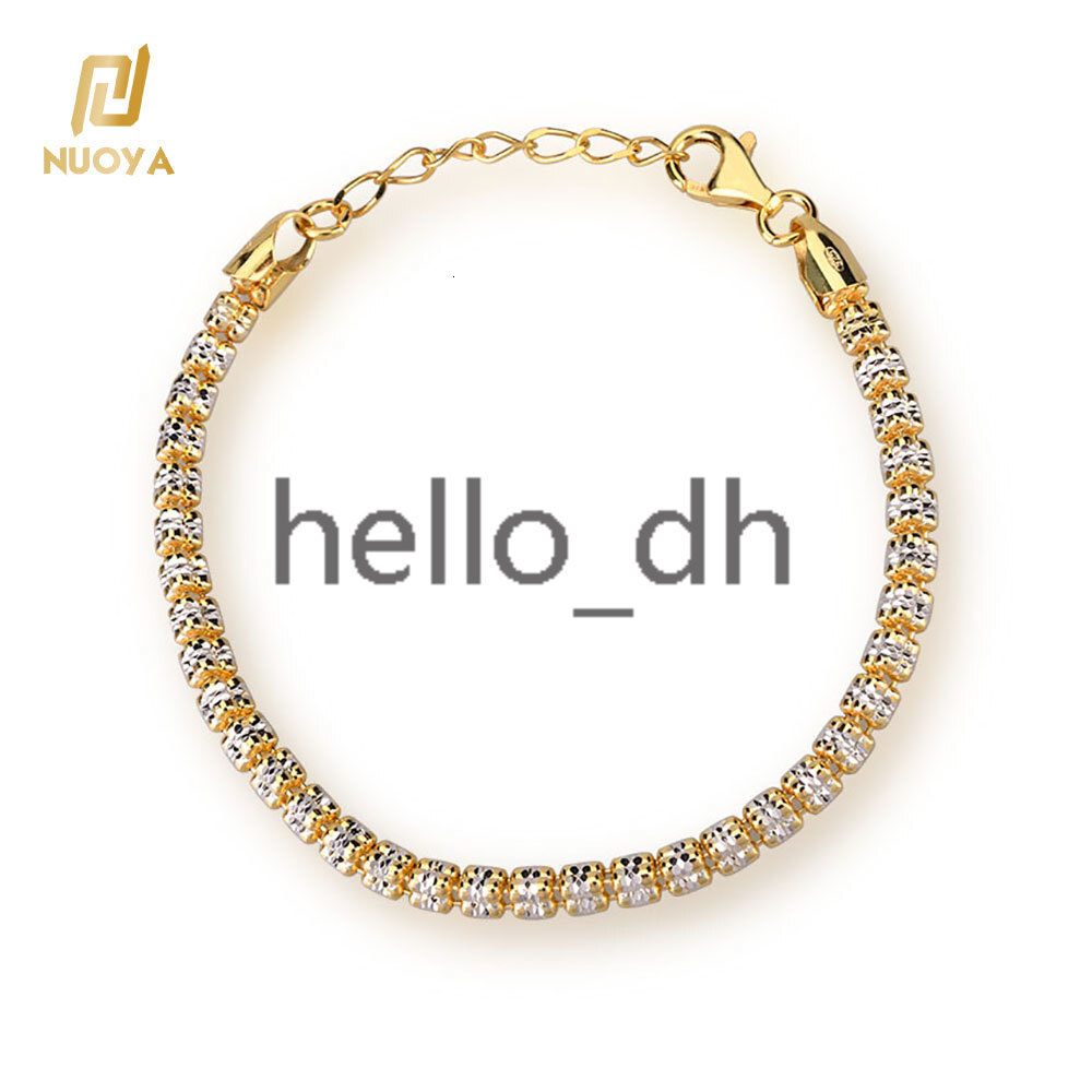 Fine Jewelry S925 Sterling Silver Chain Link Bracelet 4mm Gold Plated Fine Chain Adjustable Bracelets for Women