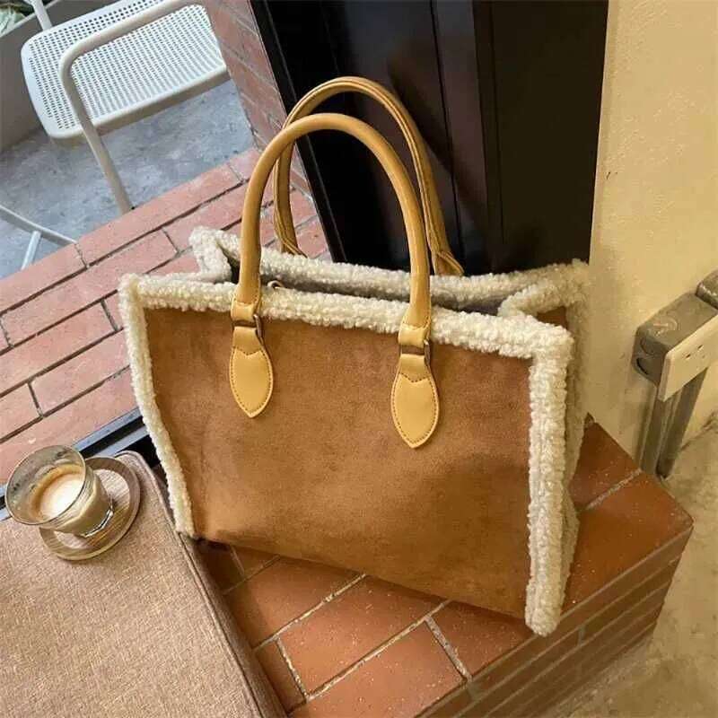 Lamb Wool With Pouch Niche Design Sense Texture Large Capacity Plush Handbag Casual Fashion Single Shoulder Bag