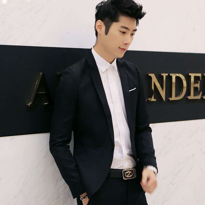 Summer High-End Men's Seamless Sunscreen Blazer Jacket Solid Color Thin Single Button Suit Coat B5