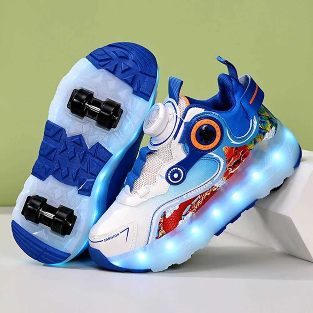 Chaussures de sport lumineuses à 4 roues pour enfants LED LED Light Roulers Chaussures Béructeurs et filles Chaussures d'entraînement USB pour en
