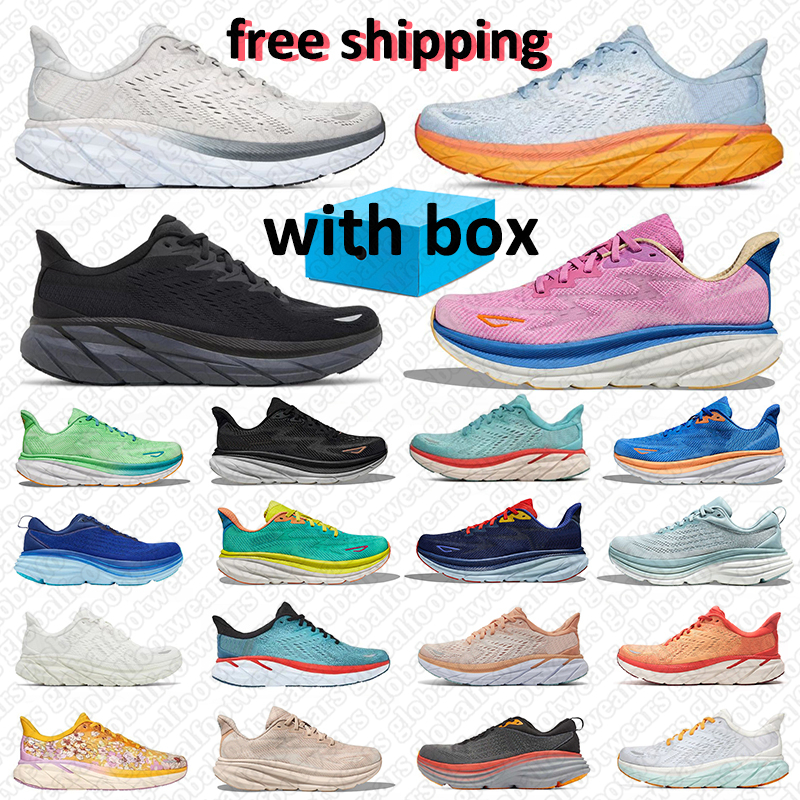 Bondi 8 clifton 8 9 sneakers for men women free shipping with box triple black white blue running shoes breathable sports shoes